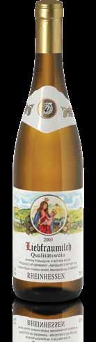 [B] [2] Liebfraumilch (niebieska butelka) półsłodkie Wyborne, białe, półsłodkie wino, ze szczepów riesling, Silvaner, Müller - Thurgau z regionu Doliny Renu.