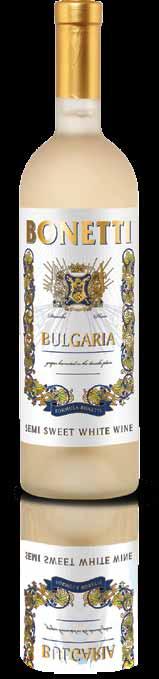 BUŁGARIA BONETTI Dzisiejsza Bułgaria to około 135 tysięcy hektarów i kilkadziesiąt odmian winorośli. Przeważa produkcja win czerwonych (ponad 60%). W latach 60.