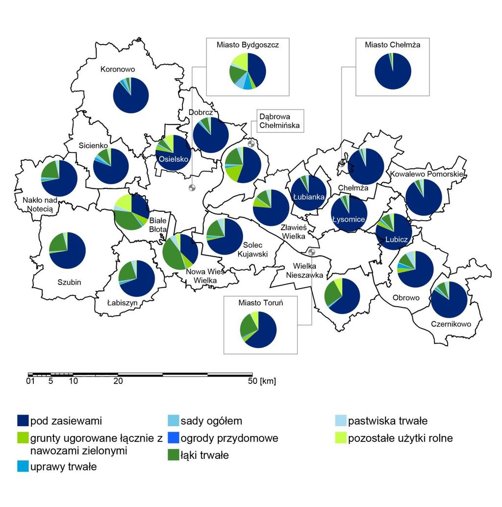 Mapa 12. Struktura użytkowanie gruntów rolnych na terenie BTOF (stan na 2010 r.