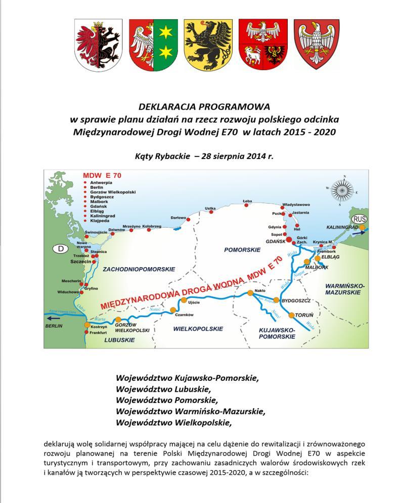 WSPÓŁPRACA MIĘDZY REGIONAMI Współpraca z Województwem Warmińsko- Mazurskim, Pomorskim, Mazowieckim i Lubelskim ws. rewitalizacji Międzynarodowej Drogi Wodnej E 40. (od 2012 r.
