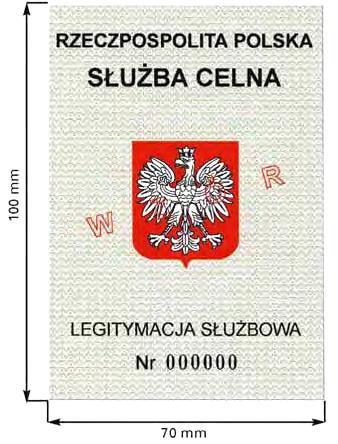 Polskiej, napisy w kolorze czarnym. gilosz jak na awersie, znak graficzny Służby Celnej, napisy w kolorze czarnym.