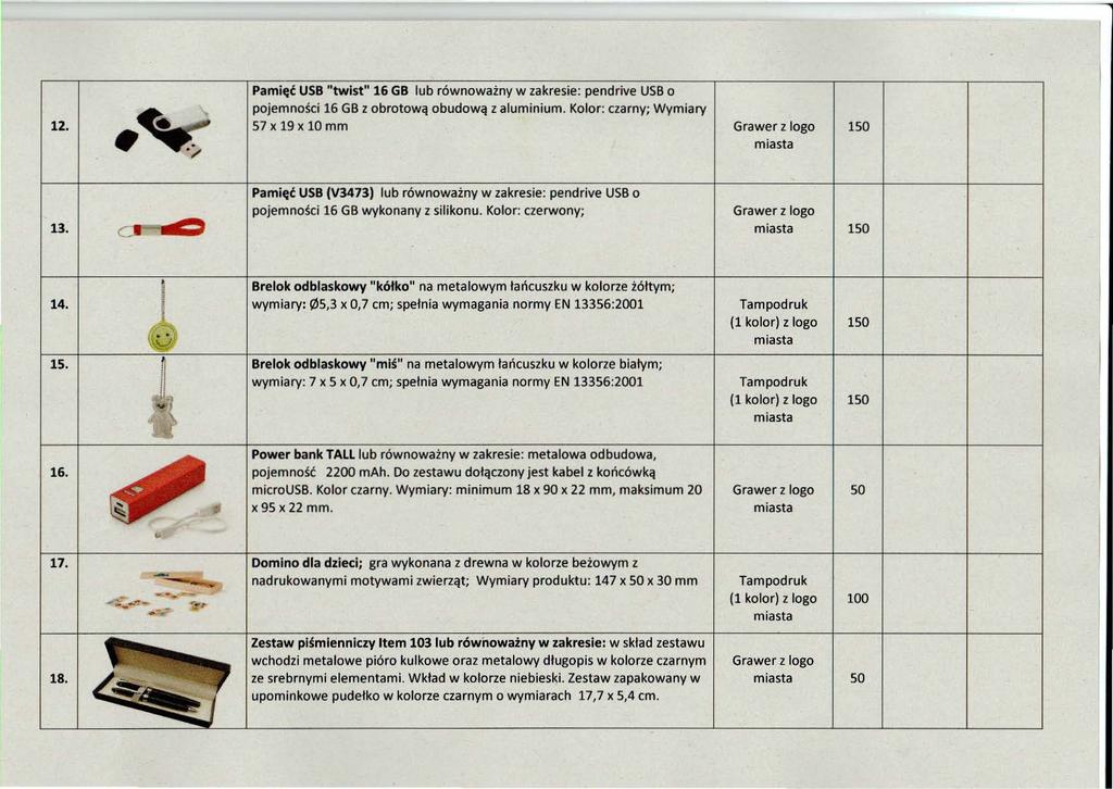 12..~.", o pojemności 16 GB z obrotową obudową z aluminium. Kolor: czarny; Wymiary 57 x 19 x 10 mm 13. CI ;III-?