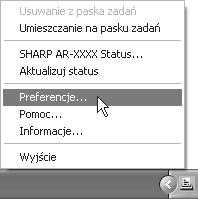 FUNKCJE DRUKARKI Zmiana ustawień programu Printer Status Monitor Program Printer Status Monitor po zainstalowaniu normalnie pracuje w tle systemu Windows.