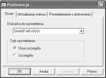 Kliknij prawym przyciskiem myszy na ikonie programu Printer Status Monitor ( ) na pasku zadań, a następnie wybierz "Preferencje" z wyświetlonego menu.