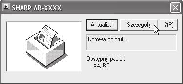 Kliknij prawym przyciskiem myszy na ikonie programu Printer Status Monitor ( ) na pasku zadań, a następnie wybierz "SHARP XX- XXXX