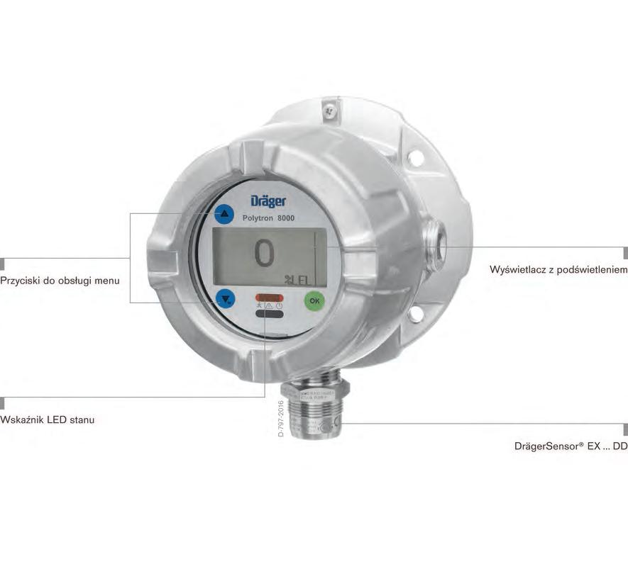 Dräger Polytron 8200 CAT Detektor gazów i par palnych Dräger Polytron 8200 CAT to zaawansowany detektor stężenia gazów palnych w zakresie DGW w strefach zagrożonych wybuchem, z czujnikiem