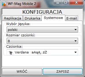 Rysunek 43. Konfiguracja ustawień systemowych Ostatnią zakładką w oknie konfiguracji jest zakładka E-mail.