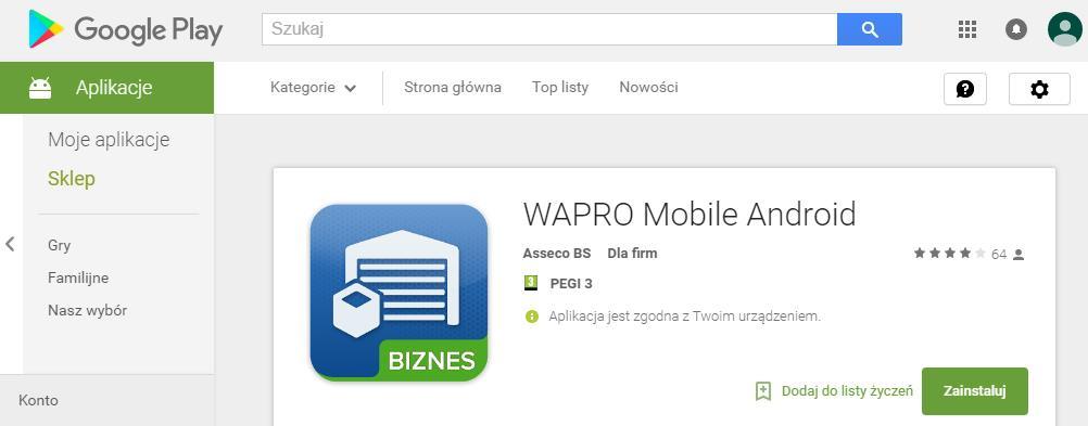 6.1.4. Proces instalacji Inicjacja wszystkich komponentów systemu WAPRO Mobile opisuje Rozdział 2.