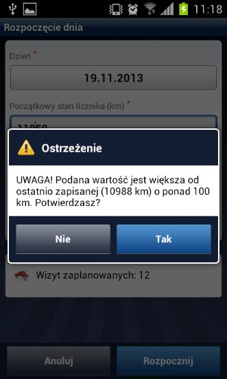 komunikaty nie pojawią się, gdy zaznaczymy pole Zmiana samochodu.