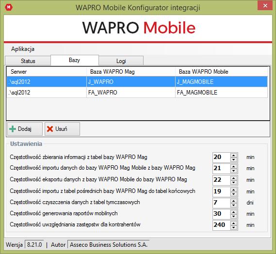Pierwsze 2 procesy odpowiadają za wysyłanie danych z WAPRO Mag do Konsoli zarządzającej. Kolejne 2 procesy odpowiadają za wysyłanie danych w przeciwną stronę.