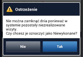 W karcie Zakończenie dnia należy podać końcowy licznik kilometrów.