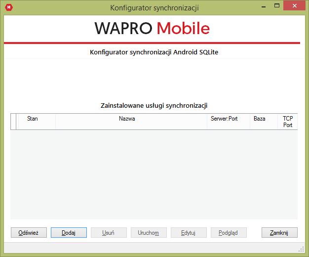 W tym celu wybieramy opcję dodaj: Konfigurator synchronizacji Android SQLite Pole nazwa jest odpowiedzialne za dwa parametry nazwę konfiguracji oraz rozszerzoną nazwę usługi synchronizacyjnej.