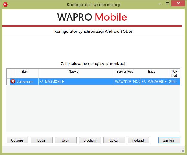 Konfigurator synchronizacji Android SQLite - uruchomienie!