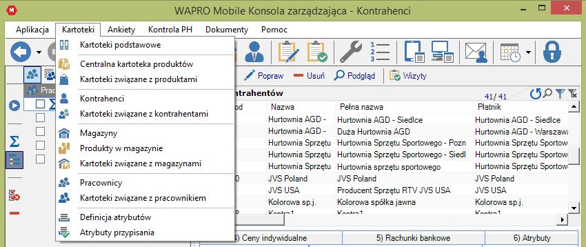 poszczególnych modułów aplikacji uzyskujemy klikając w wybraną opcję menu.