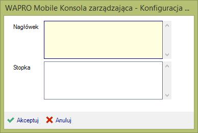 Wybór firmy Dla każdej firmy możemy skonfigurować nagłówek i stopkę wydruku. W tym celu klikamy na Konfiguracja wydruków i uzupełniamy Nagłówek i Stopkę. Nagłówek i stopka 3.5.7.