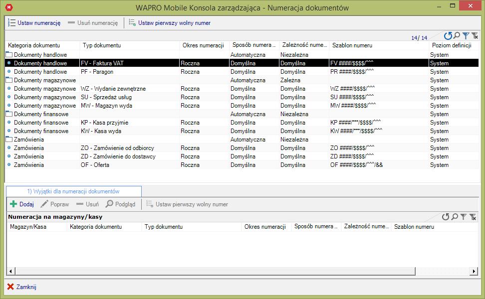 od numeracji dokumentów w systemie WAPRO Mag. Dokument o tym samym numerze, co istniejący dokument w WAPRO Mag zostanie zwrócony do systemu mobilnego ze statusem błędnym.