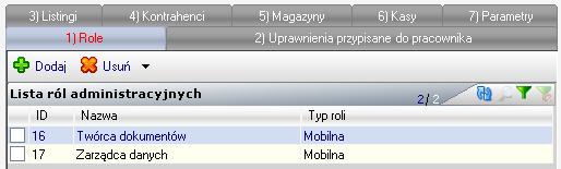 ! Kolumna Login zawiera login pracownika niezbędny do zalogowania się do aplikacji mobilnej. Kolumna Kod zawiera numer zewnętrzny pracownika w oknie Konfiguracja Replikacja na urządzeniu mobilnym.