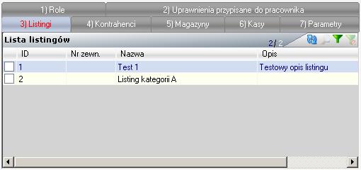 Zaznaczenie oznacza nadanie uprawnienia, pusta wartość to odebranie uprawnienia.