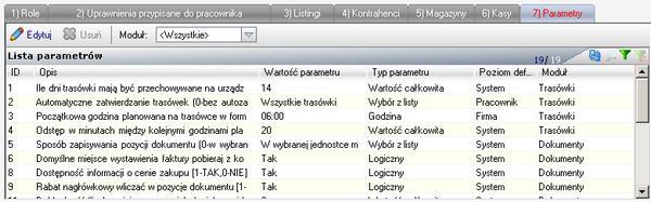 Ponadto system nie pozwoli nam odpisać od pracownika kasy, która jest kasą domyślną. Zakładka Parametry Rysunek 14.