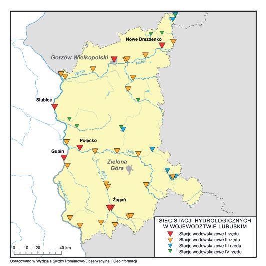 Stacje wodowskazowe w województwie lubuskim (stan na 30 czerwca 2015 r.