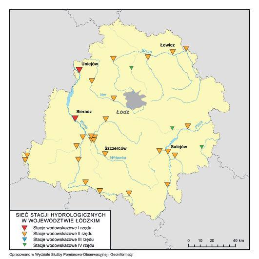 Stacje wodowskazowe w województwie łódzkim (stan na 30 czerwca 2015 r.