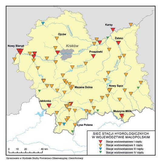 Stacje wodowskazowe w województwie małopolskim (stan na 30 czerwca 2015 r.