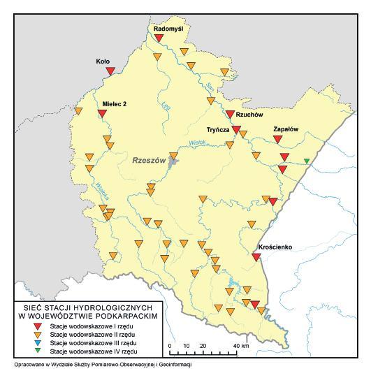 Stacje wodowskazowe w województwie podkarpackim (stan na 30 czerwca 2015 r.