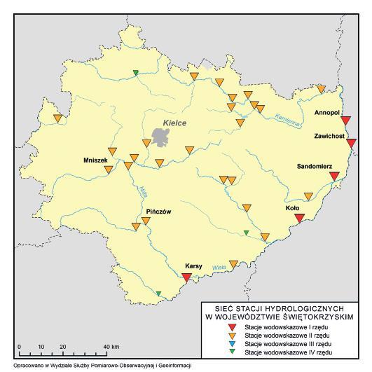 Stacje wodowskazowe w województwie świętokrzyskim (stan na 30 czerwca 2015 r.