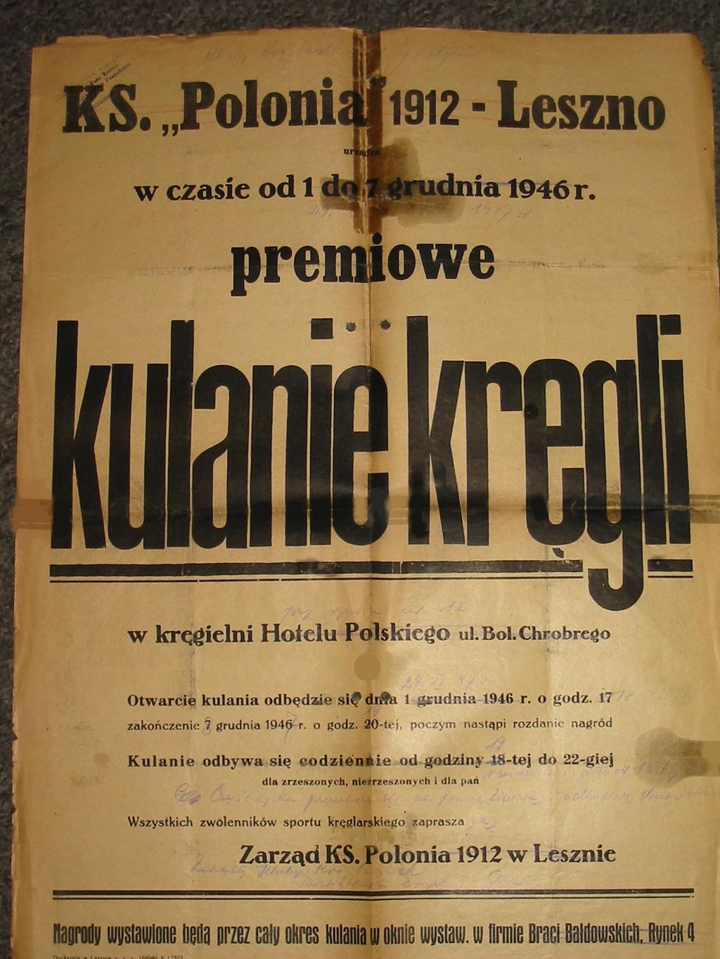 Pawełczak i R. Kornas z Polonii. Znaczne ożywienie życia sportowego nastąpiło w 1946 r. poprzez mecze międzyklubowe, turnieje okolicznościowe i zawody wewnątrzklubowe.