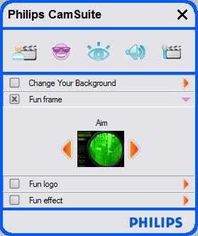 6.. Zabawna ramka Umożliwia umieszczenie nakładki (ramki) nad bieżącym strumieniem wideo. Otwórz panel sterowania Fun frame (Zabawna ramka) ( ).