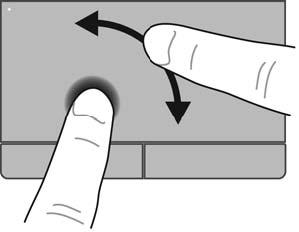 Obracanie Gest obracania pozwala na obracanie takich elementów jak zdjęcia. W celu obrócenia połóż lewy palec wskazujący na obszarze płytki dotykowej TouchPad.