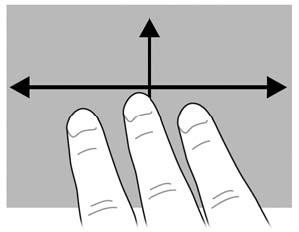 Operację można odwrócić, przesuwając ponownie prawy palec wskazujący z prawej strony na górę (z godz. 3 na 12). UWAGA: UWAGA: Gest obracania musi być wykonywany na obszarze płytki dotykowej TouchPad.