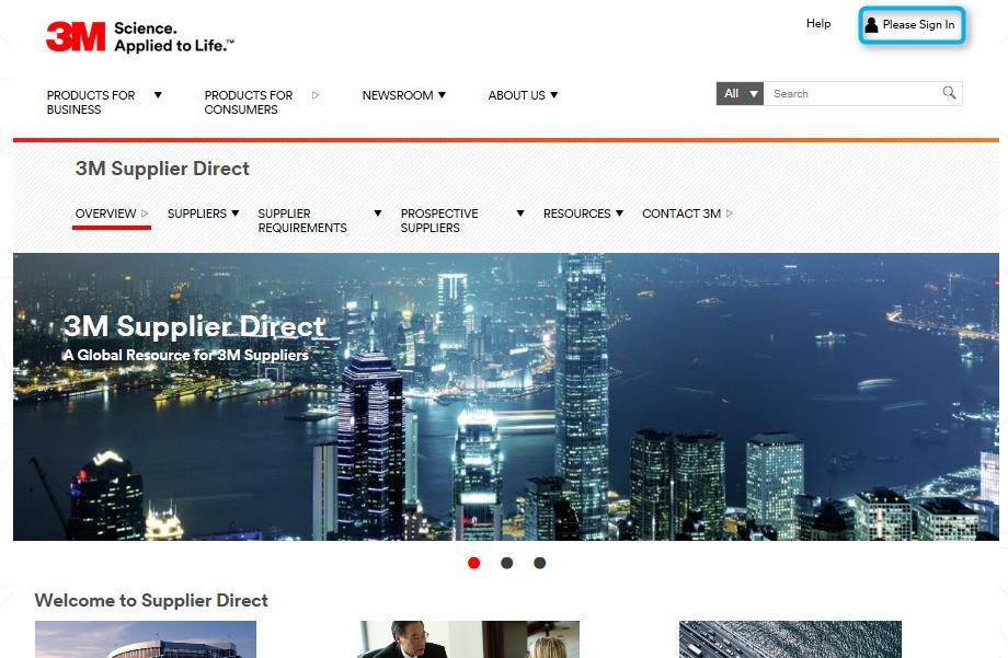 Logowanie do platformy SNC (ciąg dalszy) Na stronie głównej portalu 3M Supplier Direct wybranej lokalizacji