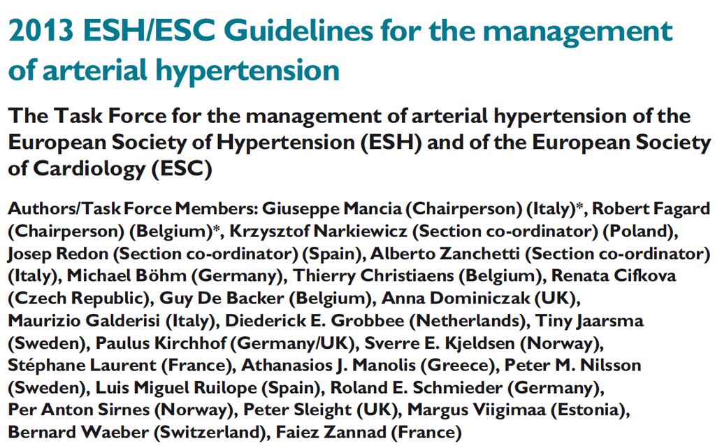 2013 ESH/ESC Hypertension