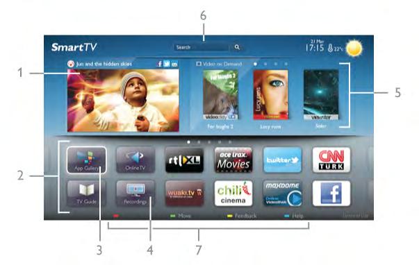 Wybierz kolejno Ustawienia sieci > Wyczyść pamięć Internetu i naciśnij przycisk OK. Strona startowa funkcji Smart TV Strona startowa Smart TV jest Twoim połączeniem z Internetem.