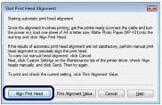 (3) Sprawdź wyświetlony komunikat i kliknij przycisk Align Print Head. Zostanie wydrukowany wzór wyrównywania głowicy drukującej, a drukarka automatycznie wyrówna pozycję głowicy.