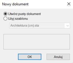 VI. BUDOWA MODELU Zakładanie projektu Aby utworzyć nowy projekt, należy wejść do zakładki Plik w głównym pasku menu lub nacisnąć skrót klawiszowy Ctrl +