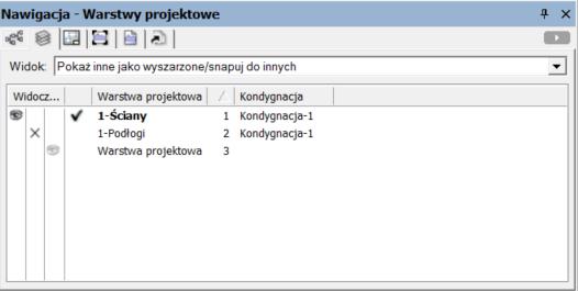 W drugiej zakładce od lewej możemy ustawić widoczność poszczególnych warstw i kondygnacji.