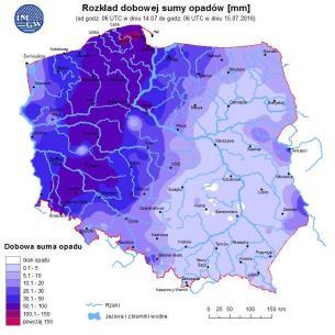 Dane na temat wielkości opadów w