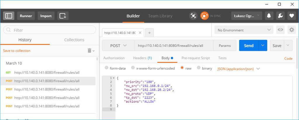 Aplikacja simple_firewall Kontroler sieci SDN Ryu