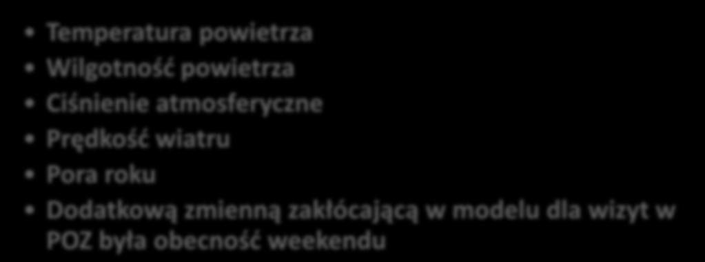 zakłócające Temperatura powietrza Wilgotność powietrza Ciśnienie atmosferyczne