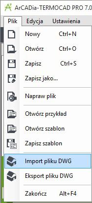 Przycisk przesyłu danych z TERMOCADIA do ArCADia-TERMOCAD Rysunek 23.