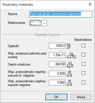 nazwy), kąt nachylenia dachu (widoczny w oknach dachowych), parametry podłogi na gruncie (obwód, powierzchnia, zagłębienie) i ścian na