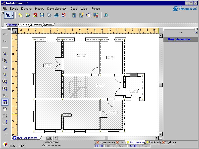 Lekcja 3: Instal-therm 4 HC + Instal-OZC 4 10.W tym momencie mamy gotowe pomieszczenia skonstruowane ze ścian, drzwi i okien.