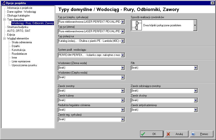 Lekcja 6: Instal-san 4 T 2. Na zakładce Rury i kształtki wybieramy do aktualnego projektu firmowy katalog rur lub inny katalog np. rur stalowych ocynkowanych.