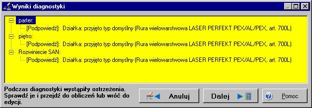 Lekcja 6: Instal-san 4 T 2. Z zakładki Program wybieramy ikonę Obliczenia Program wykonuje diagnostykę i otwiera okno z jej wynikami.