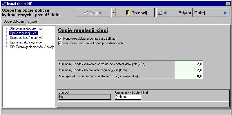 Ponieważ akceptujemy wyświetlone dane, nie dokonujemy korekty prędkości maksymalnych vmax. Odznaczamy opcję Zachowaj narzucone średnice.