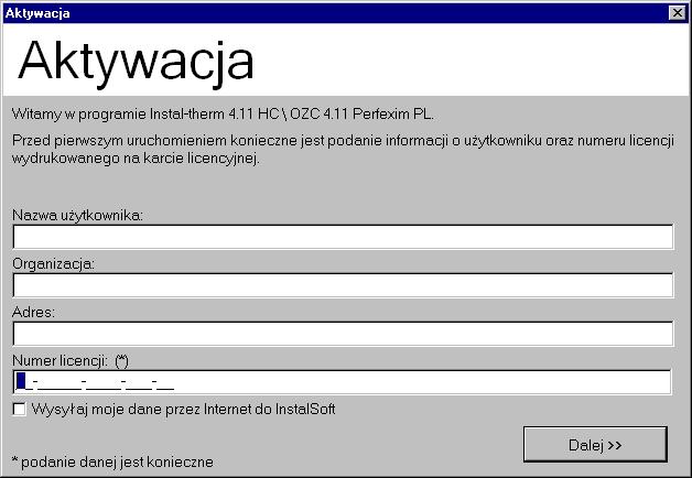 Aktywacja A. AKTYWACJA A.1. Wprowadzenie Niniejsze oprogramowanie jest zabezpieczone kodem. Dwa kody Kod Komputera oraz Kod Odblokowujący tworzą parę, która pozwala uruchomić program.