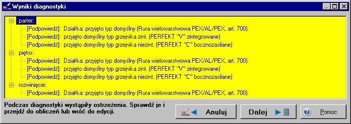 Lekcja 2: Instal-therm 4 HC 3.7. Obliczenia i opcje obliczeń 1. Po uzupełnieniu danych projektu wykonujemy sprawdzenie połączeń elementów w projekcie za pomocą kombinacji klawiszy Shift+F2.