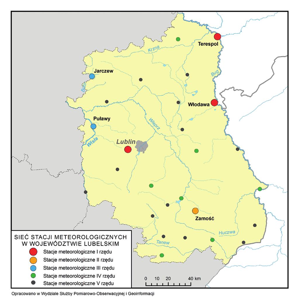 Stacje meteorologiczne w województwie lubelskim (stan na 30 czerwca 2015 r.